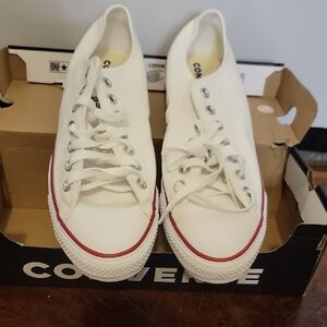 Converse White Sneakers with Red Trim